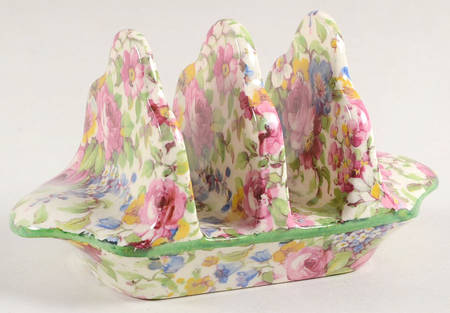 Summertime (Pre 1960, Cream Background, Green Trim) Two Slice Toast Server
