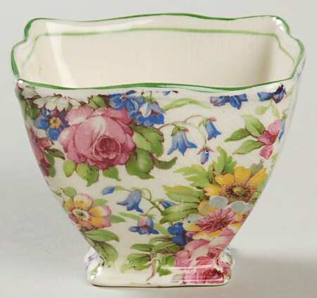 Summertime (Pre 1960, Cream Background, Green Trim) Ascot Straight Open Sugar Bowl