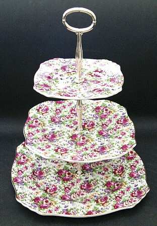 Summertime (Earthenware, Circa 1995) 3-Tiered Serving Tray (DP, SP, BB)