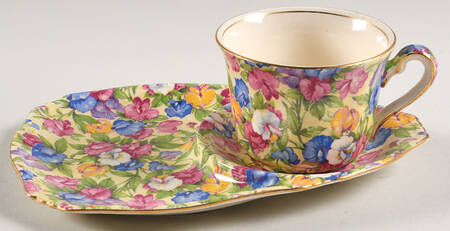 Sweet Pea Dessert Plate & Cup Set