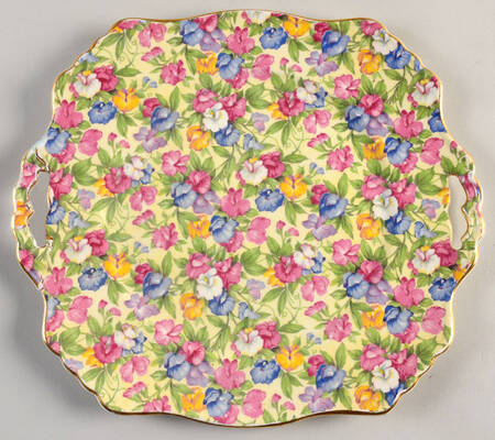 Sweet Pea Square Handled Cake Plate