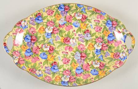 Sweet Pea Handled Malta Shape Oval Tray