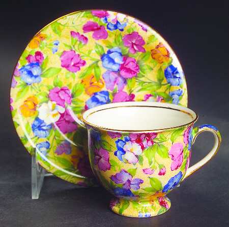 Sweet Pea Footed Demitasse Cup & Saucer Set
