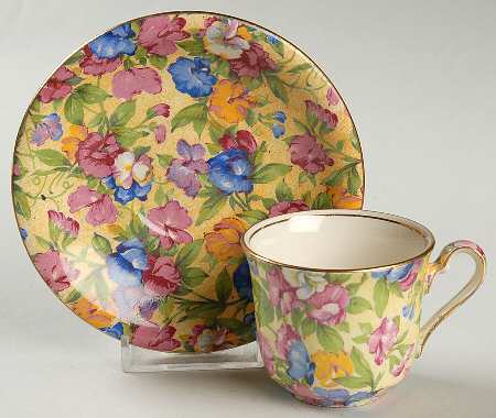 Sweet Pea Flat Demitasse Cup & Saucer Set
