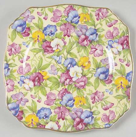 Sweet Pea Square Bread & Butter Plate