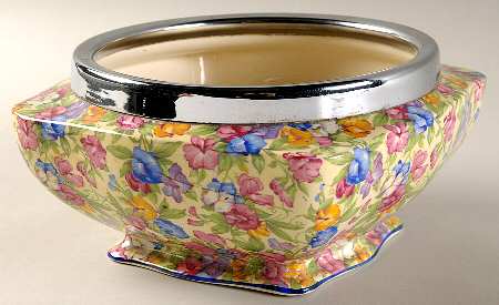Sweet Pea 7" Salad Serving Bowl W/Metal Rim