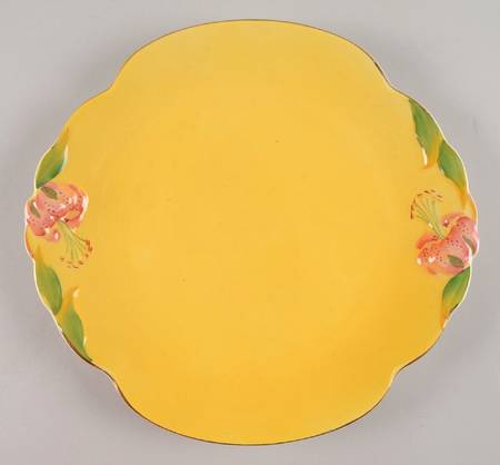 Tiger Lily Yellow Handled Cake Plate