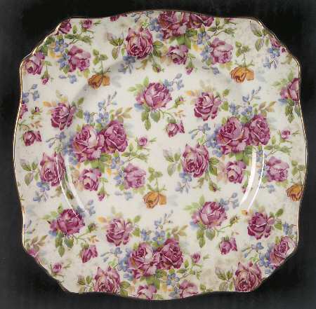 Victorian Rose Square Salad Plate