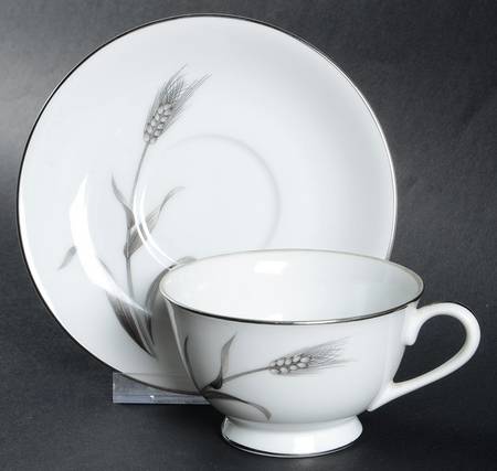 Autumn Wheat Footed Cup & Saucer Set