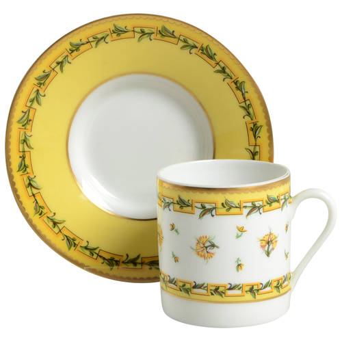 Bougainville Yellow Flat Demitasse Cup & Saucer Set