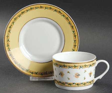 Bougainville Yellow Flat Cup & Saucer Set
