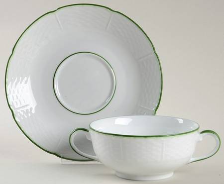 Villandry (Legumes Fleurs Fruits Vegetables) Flat Cream Soup Bowl & Saucer Set