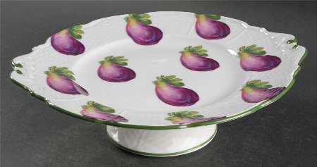 Villandry (Legumes Fleurs Fruits Vegetables) 11" Diameter Pedestal Cake Stand