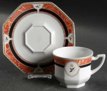 Hadrien Brown (Brique) Flat Cup & Saucer Set