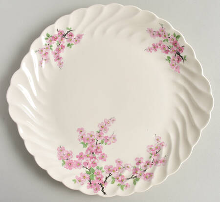 Apple Blossom Pink Handled Cake Plate