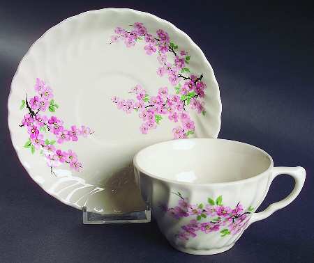 Apple Blossom Pink Flat Cup & Saucer Set