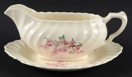 Apple Blossom Pink Gravy Boat & Underplate
