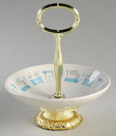 Blue Heaven 6"-7" Handled Footed Nut Dish HC