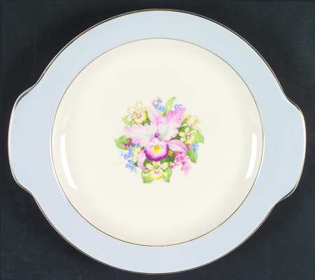 Blue Orchid Handled Cake Plate