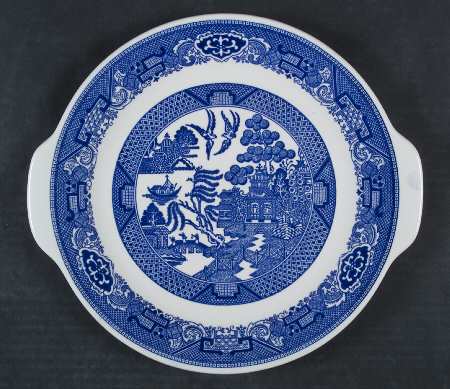 Blue Willow Handled Cake Plate