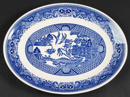 Blue Willow 13" Oval Serving Platter