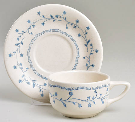 Country Charm Blue Flat Cup & Saucer Set