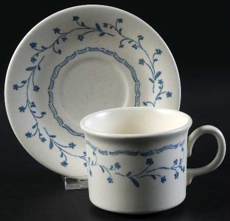 Country Charm Blue Flat Cup & Saucer Set