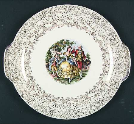 Colonial Gold Handled Cake Plate