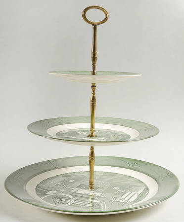 Colonial Homestead Green 3 Tiered Serving Tray (CH, LP, BB)