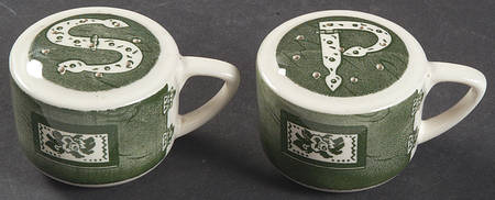Colonial Homestead Green Salt & Pepper Set