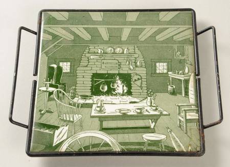 Colonial Homestead Green Square Tea Tile with Metal Frame