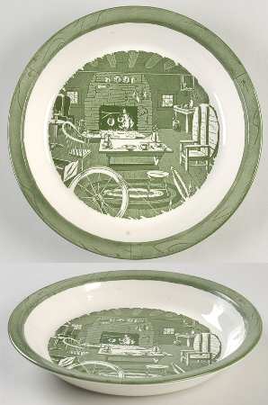 Colonial Homestead Green Pie Serving Plate