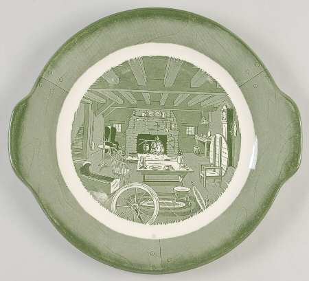 Colonial Homestead Green Handled Cake Plate