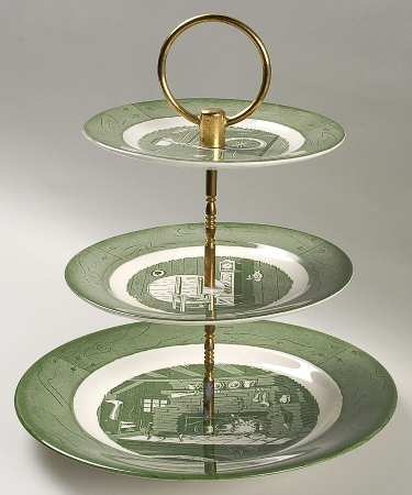 Colonial Homestead Green 3-Tiered Serving Tray (DP, SP, BB)