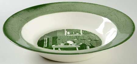 Colonial Homestead Green 8" Round Vegetable Bowl