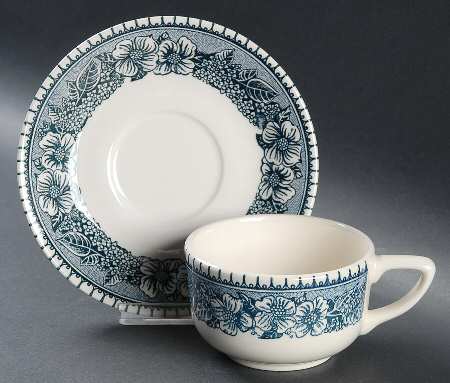 Colonial Heritage Blue Flat Cup & Saucer Set