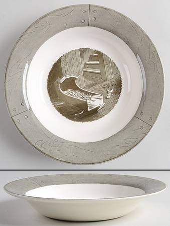 Colonial Homestead Gray Rim Soup Bowl