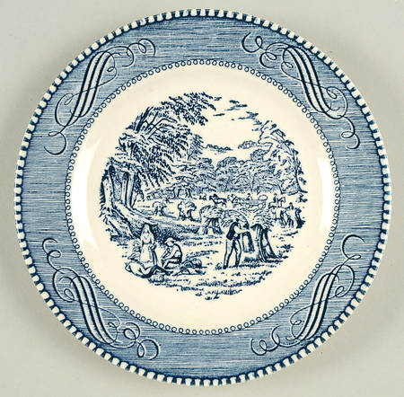 Currier and Ives Blue Bread & Butter Plate