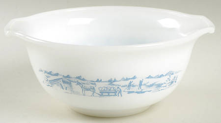 Currier and Ives Blue 1 1/2 Pt Ovenware Mixing Bowl