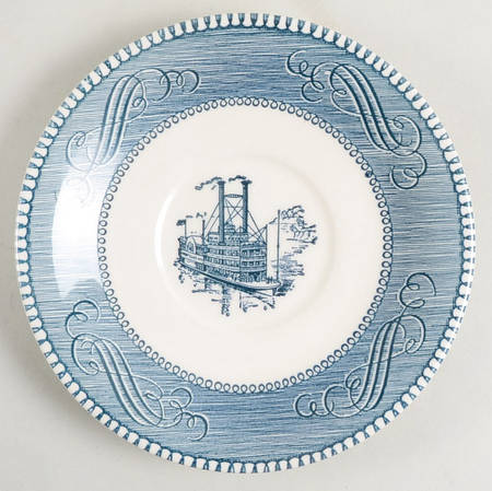 Currier and Ives Blue Saucer for Flat Cup