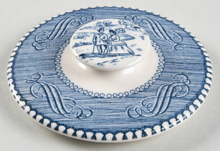 Currier and Ives Blue Lid for Sugar Bowl
