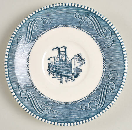 Currier and Ives Blue Saucer for Flat Cup