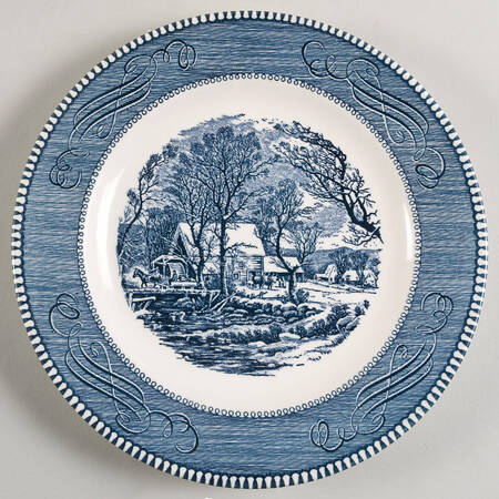 Currier and Ives Blue Dinner Plate