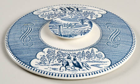 Currier and Ives Blue Lid for 1.25 Qt Round Casserole
