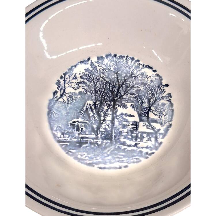 Currier and Ives Blue Coupe Soup Bowl