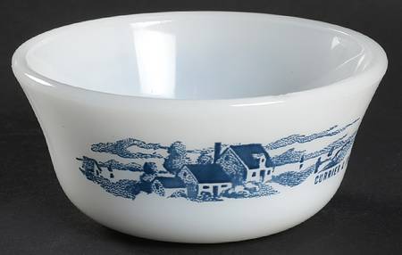 Currier and Ives Blue Ovenware Dessert Cup