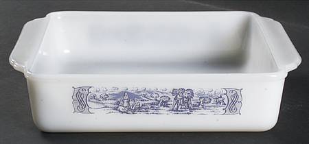 Currier and Ives Blue 8" Square Ovenware Cake Pan