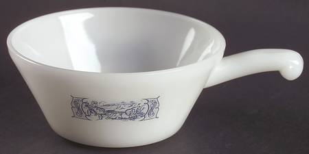 Currier and Ives Blue Handled Ovenware Chili Bowl