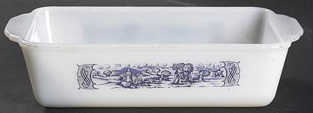 Currier and Ives Blue Ovenware Loaf Pan