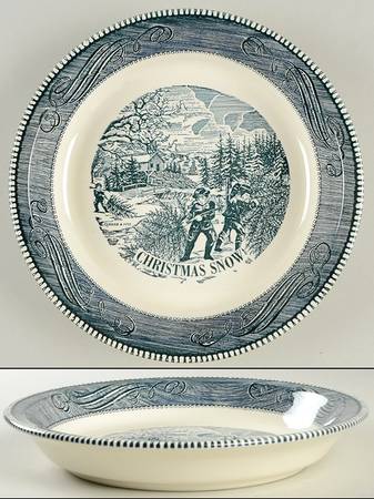 Currier and Ives Blue 10" Pie Baking Plate